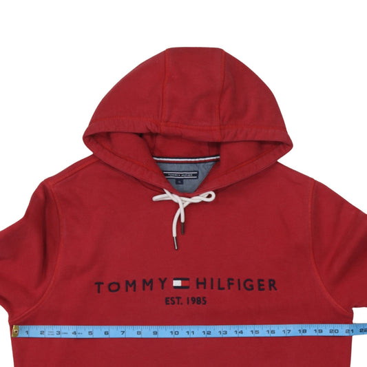 Tommy Hilfiger Men's Red XL Pullover Hoodie Logo Cotton Blend
