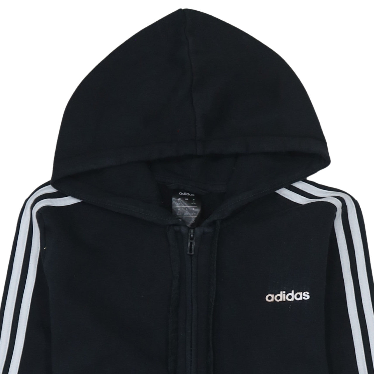 Adidas Women Black Full Zip Hoodie L Hooded Sweatshirt Casual