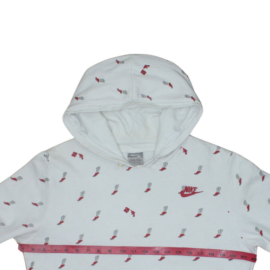 Nike Women's White Graphic Print Pullover Hoodie XL Casual