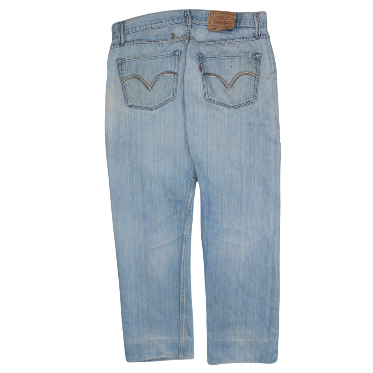 Levi's 501 Men's Blue Light Wash Distressed Straight Denim Jeans 36W 32L
