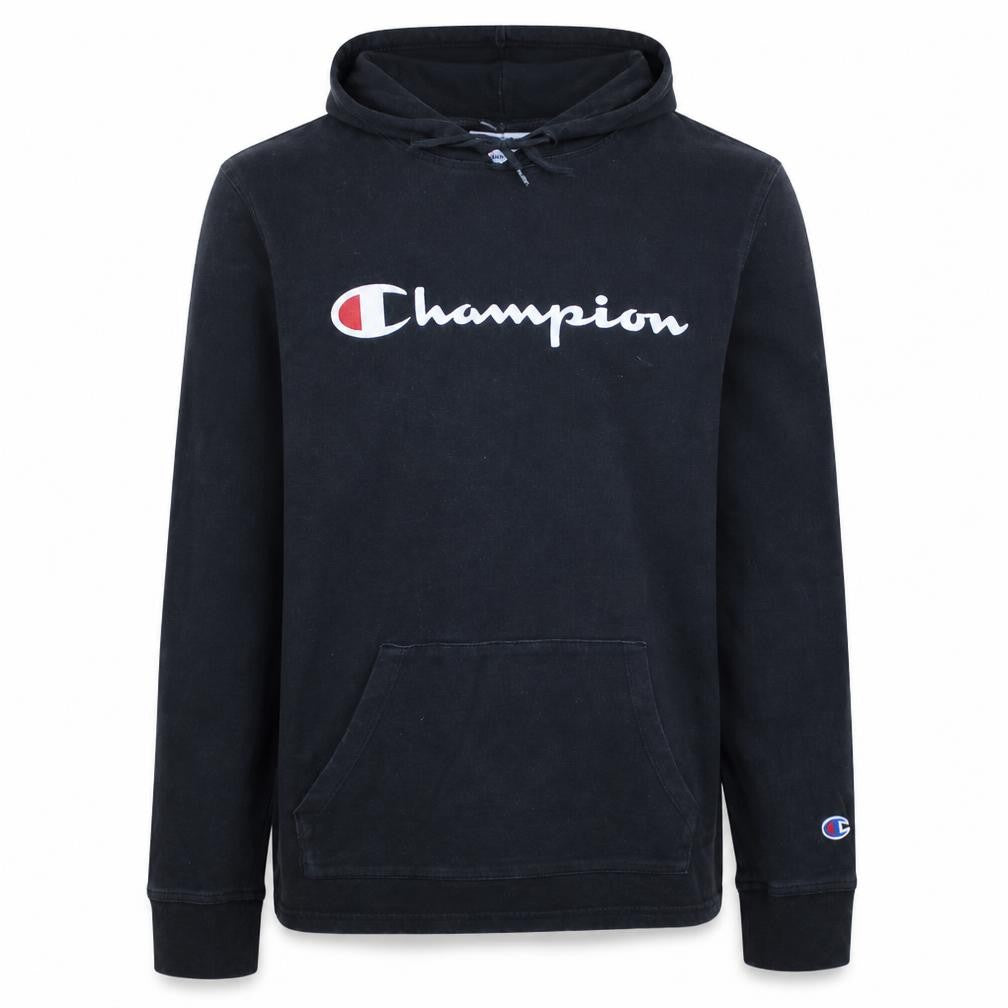 Champion Mens Black Pullover Hoodie Medium Logo Sportswear