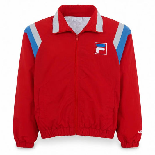 Fila Mens Red Bomber Jacket Size S Retro Sports Full Zip