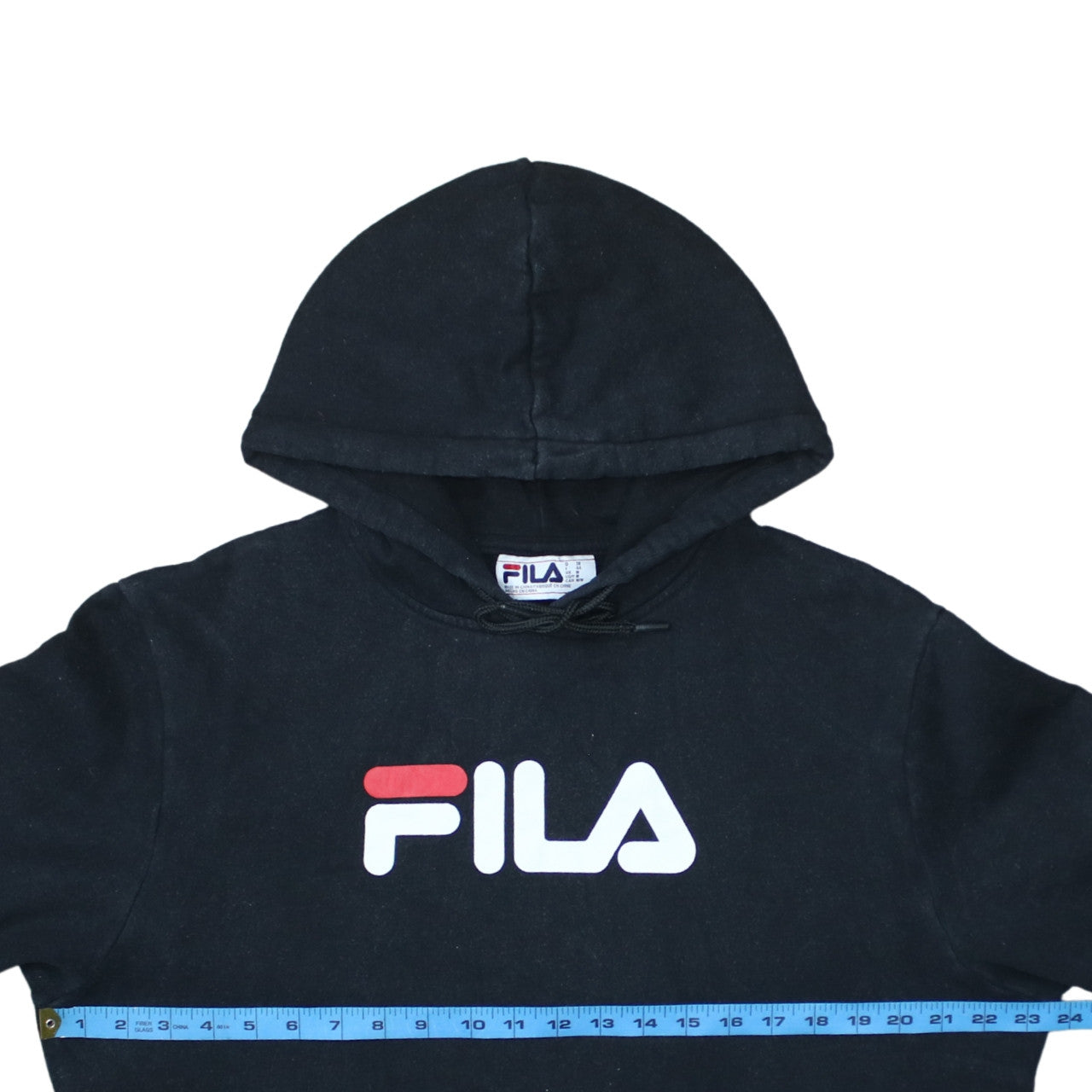 Fila Mens Black Pullover Hoodie Medium Logo Graphic Sweatshirt