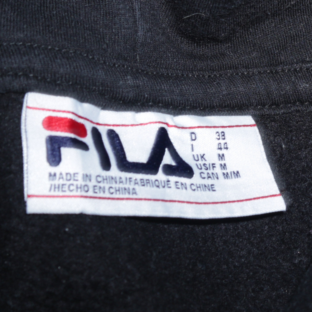 Fila Mens Black Pullover Hoodie Medium Logo Graphic Sweatshirt