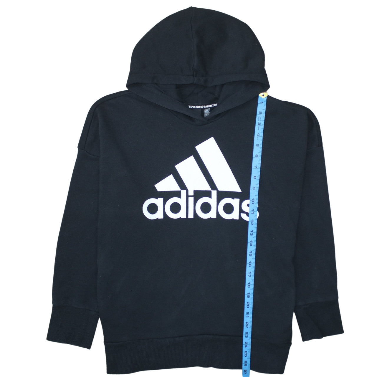 adidas Womens Black XL Pullover Hoodie 100% Cotton Logo Hooded Sweatshirt