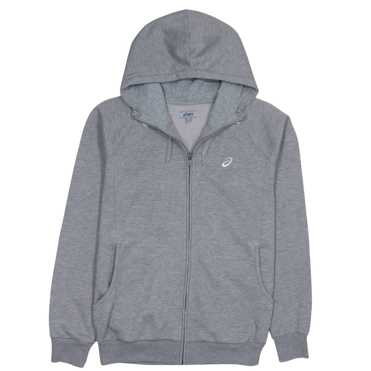 Asics Men Grey Full Zip Hoodie L Lightweight Sportswear