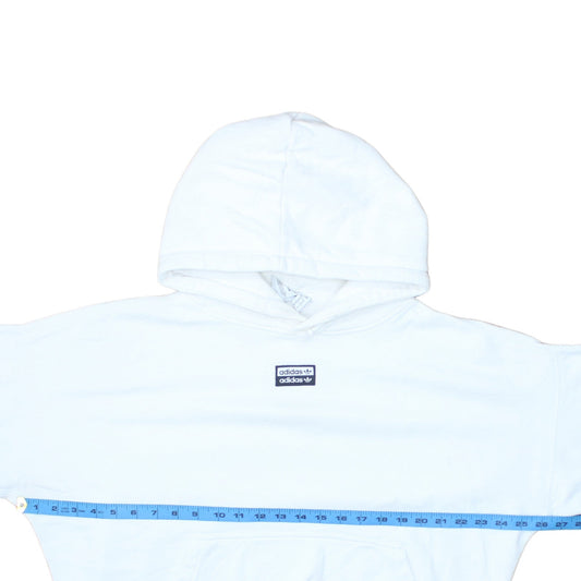 Adidas Womens White Pullover Hoodie Size 12 Relaxed Fit