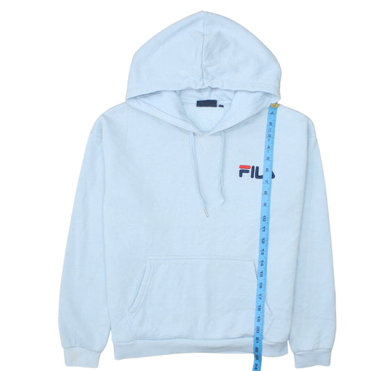 Fila Womens Light Blue Pullover Hoodie Small Polyester Cotton Blend