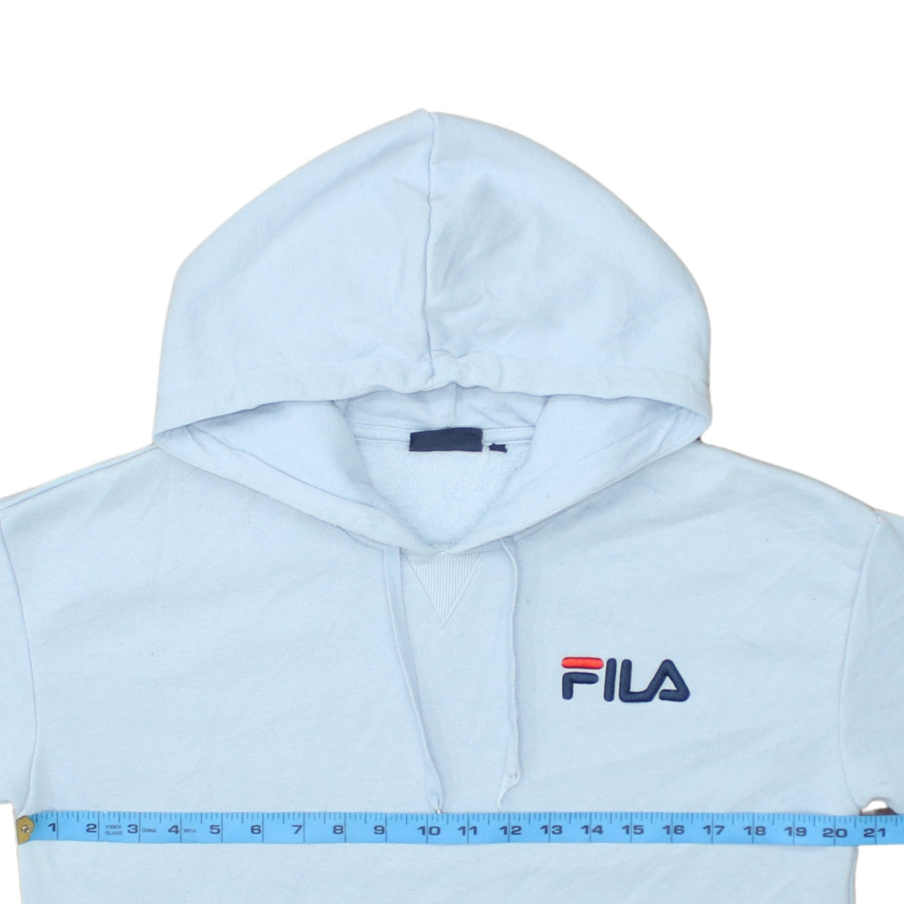 Fila Womens Light Blue Pullover Hoodie Small Polyester Cotton Blend