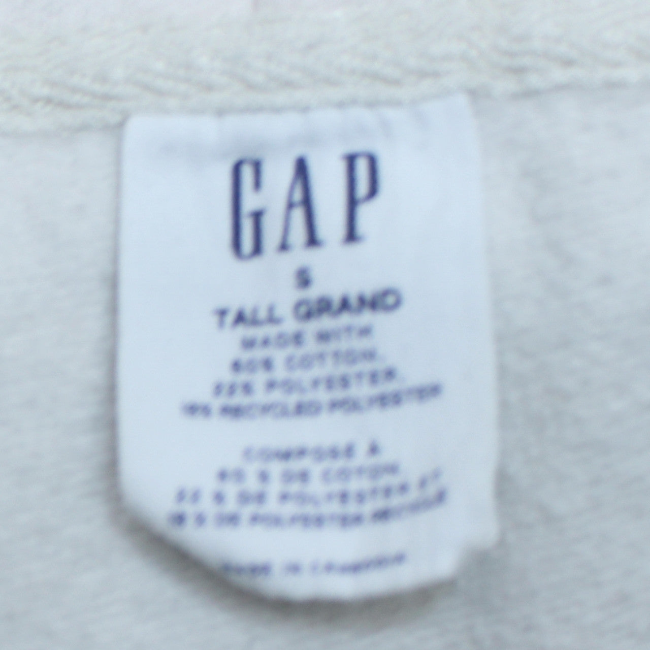 GAP Women’s White Full Zip Hoodie Size S Tall Cotton Blend