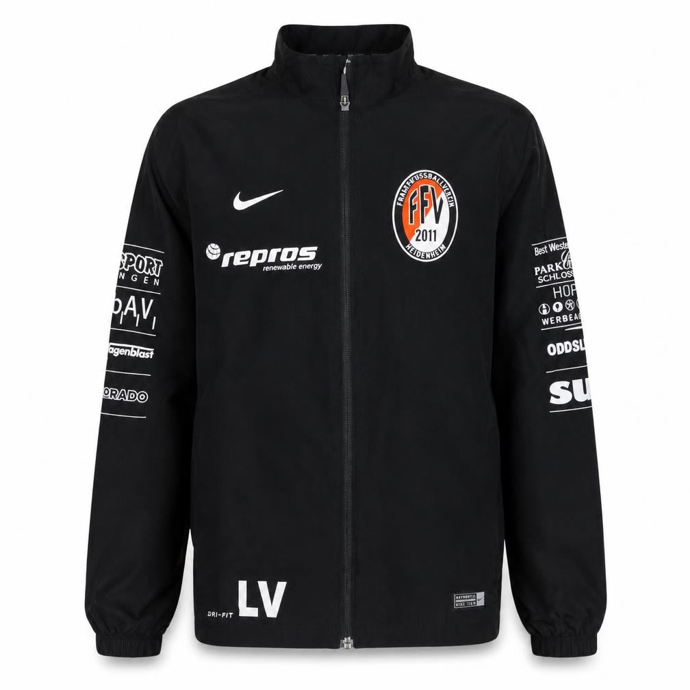 Front view of Nike boys’ black dri-fit ffv heidenheim track jacket xl 13-15 years