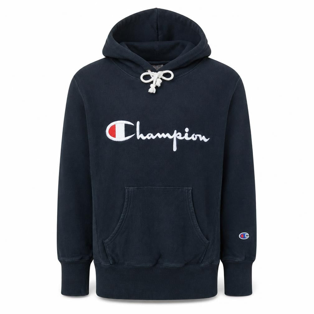 Champion Men's Blue Reverse Weave Pullover Hoodie Medium
