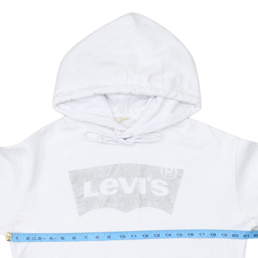 Levi's Men's White Pullover Hoodie Small Logo Graphic Fleece