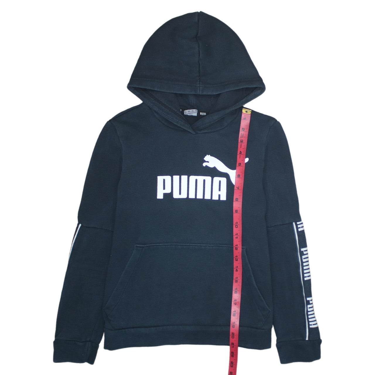 Puma Womens Black Pullover Hoodie Medium Logo Print Casual Sweatshirt