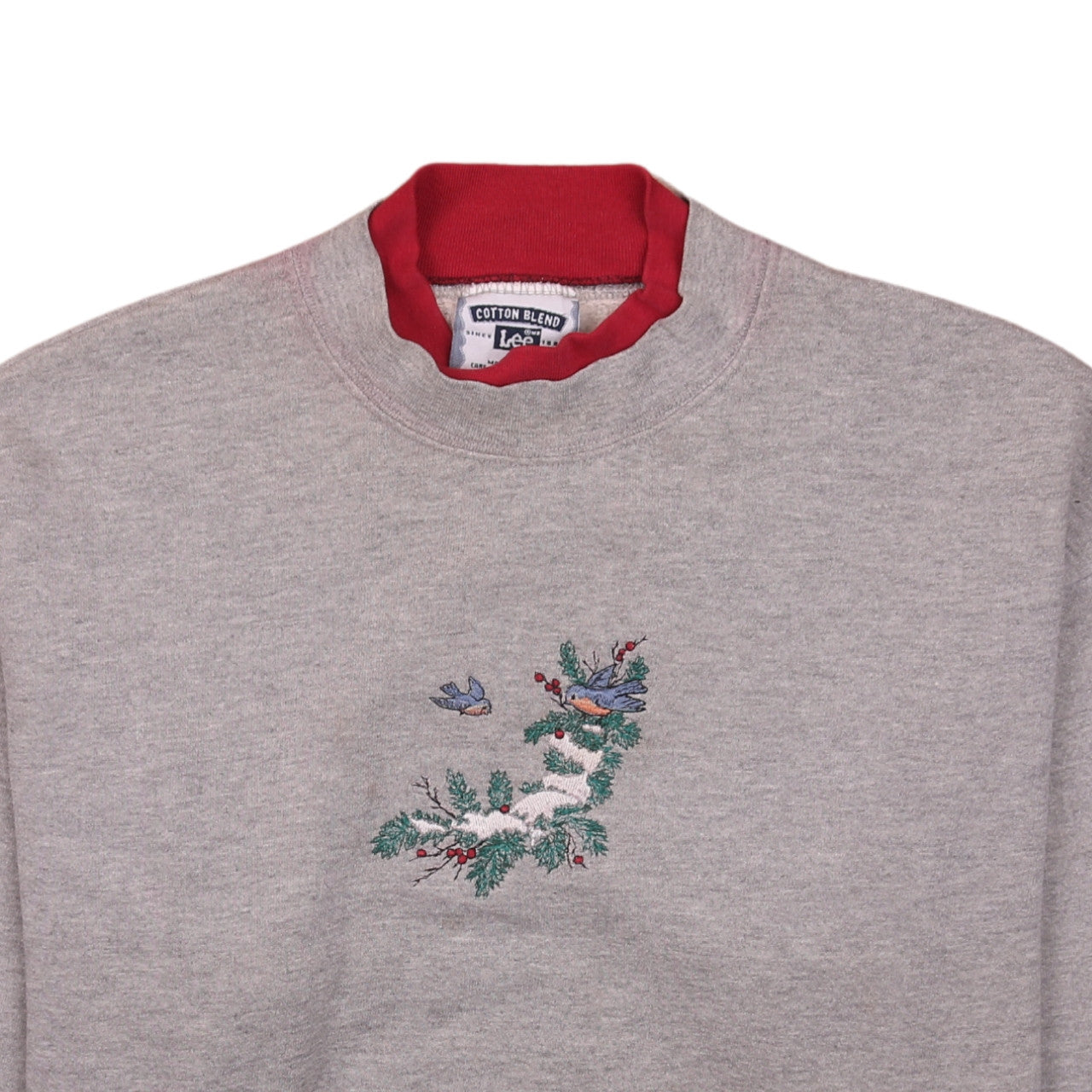Lee Womens Grey Embroidered Birds Crew Neck Sweatshirt Size L