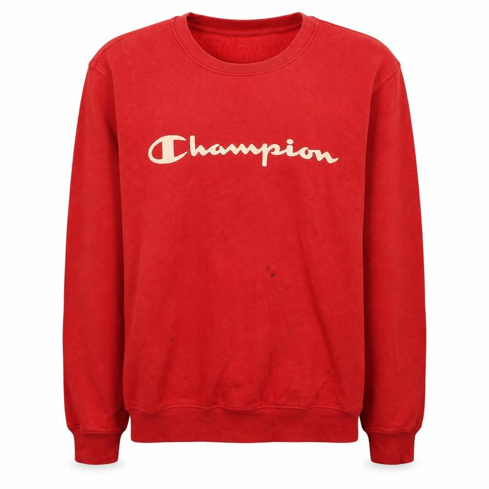 Champion Men Red Pullover Sweatshirt Small Crew Neck Athletic Fleece