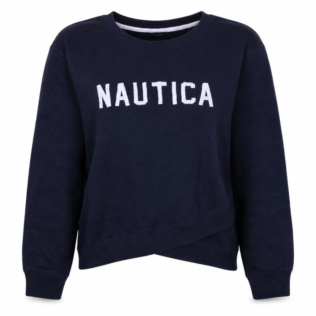 Nautica Women's Navy Blue Pullover Sweatshirt XL Crew Neck Logo
