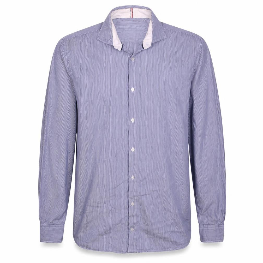Tommy Hilfiger Men's Blue Striped Classic Fit Long Sleeve Shirt M