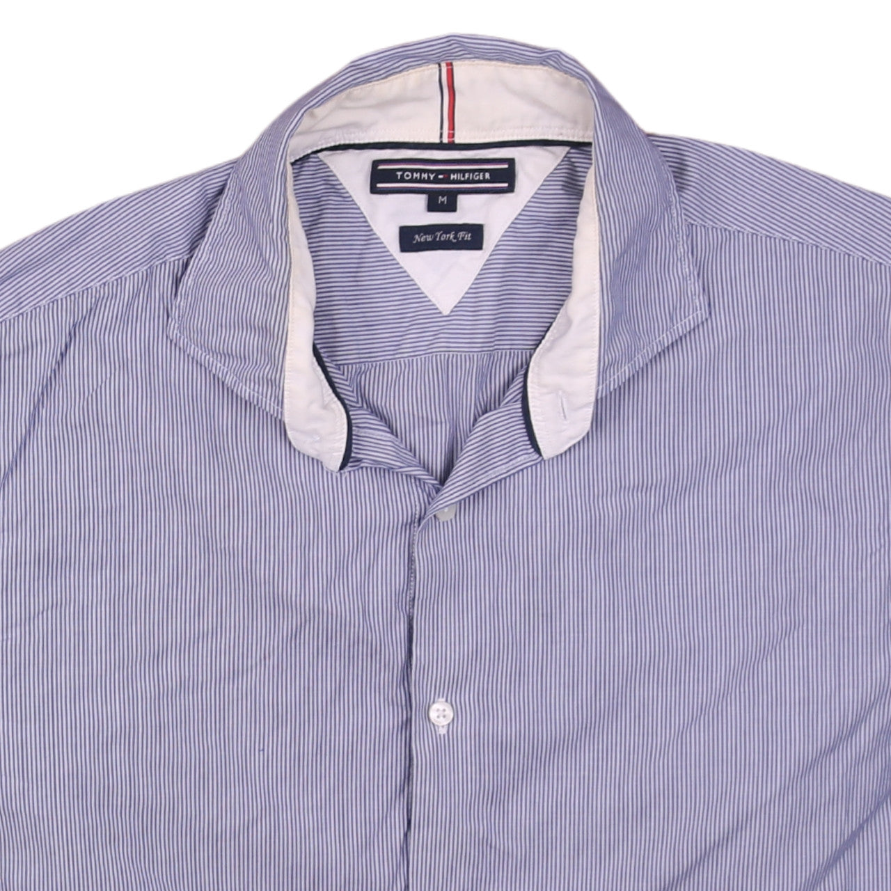 Tommy Hilfiger Men's Blue Striped Classic Fit Long Sleeve Shirt M
