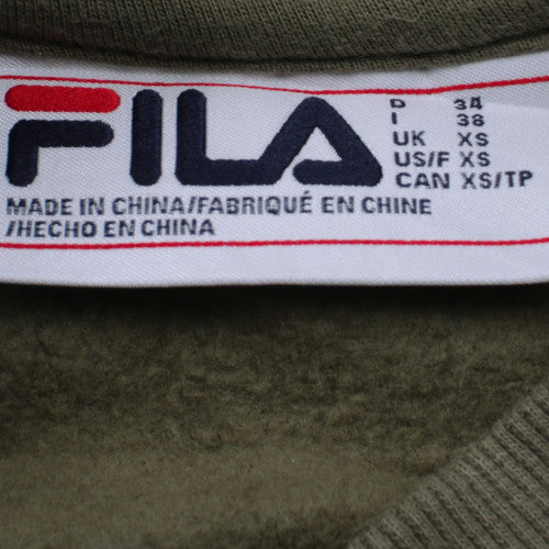 Fila Womens Khaki Green XS Pullover Sweatshirt with Logo