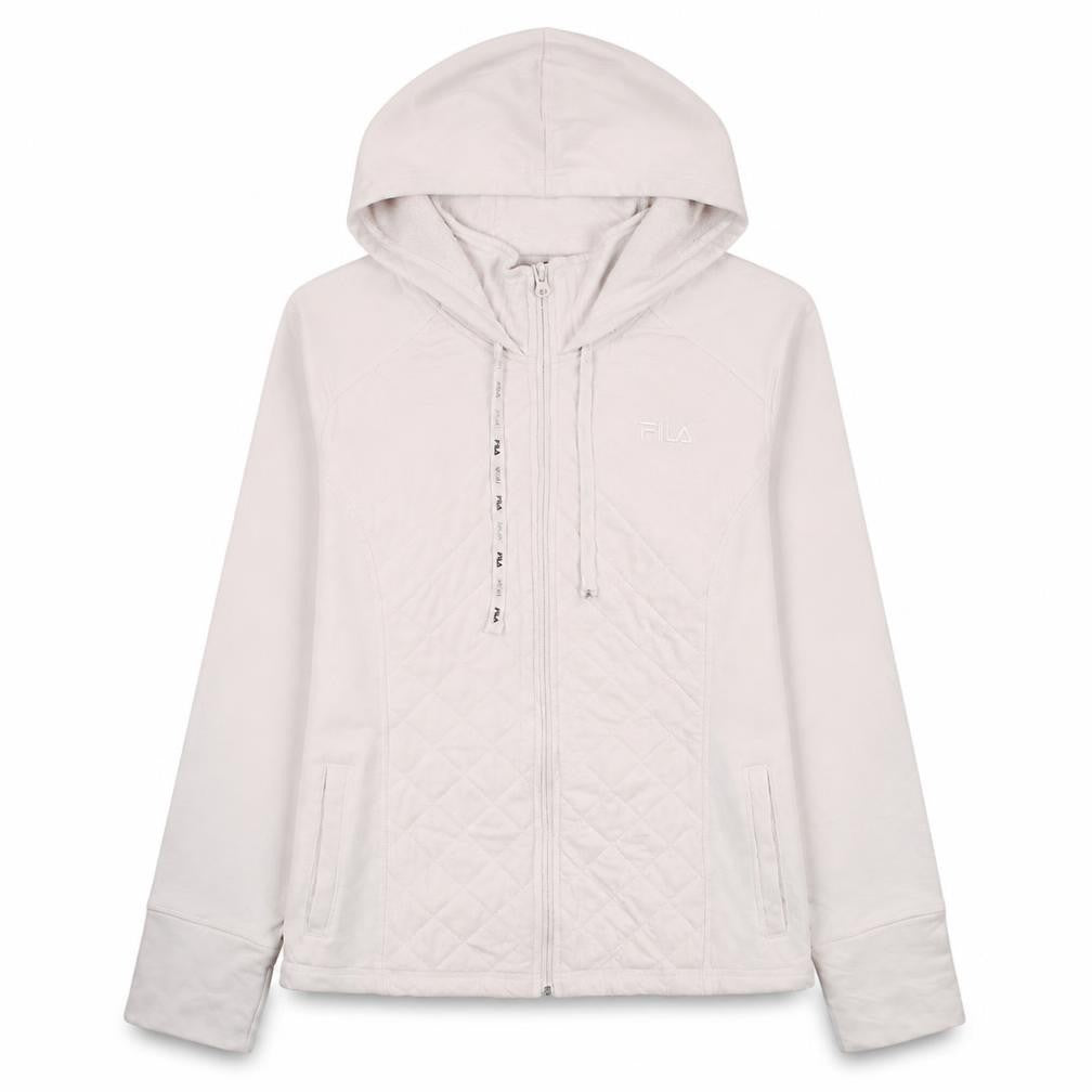 Fila Sport Women White Full Zip Quilted Hoodie Size L