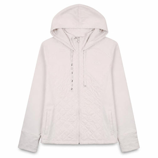 Fila Sport Women White Full Zip Quilted Hoodie Size L