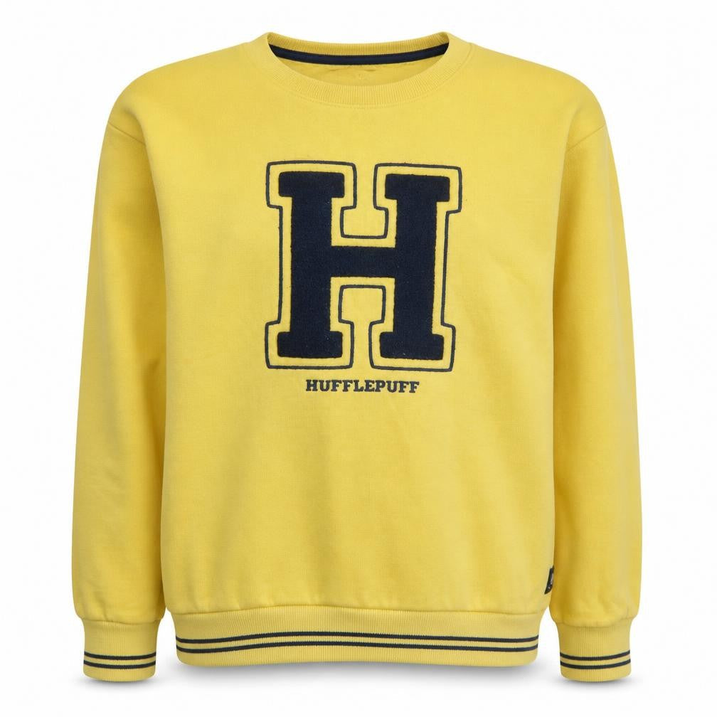 Front view of Marks & Spencer girls’ yellow hufflepuff sweatshirt 13-14 years crew neck