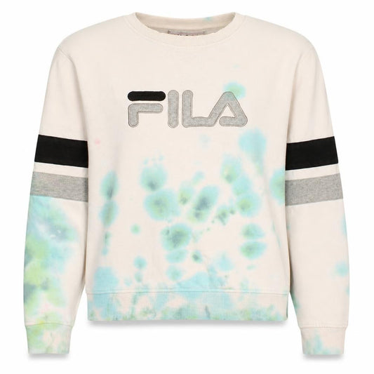 Fila Womens Cream Blue Tie-Dye Logo Sweatshirt Size L