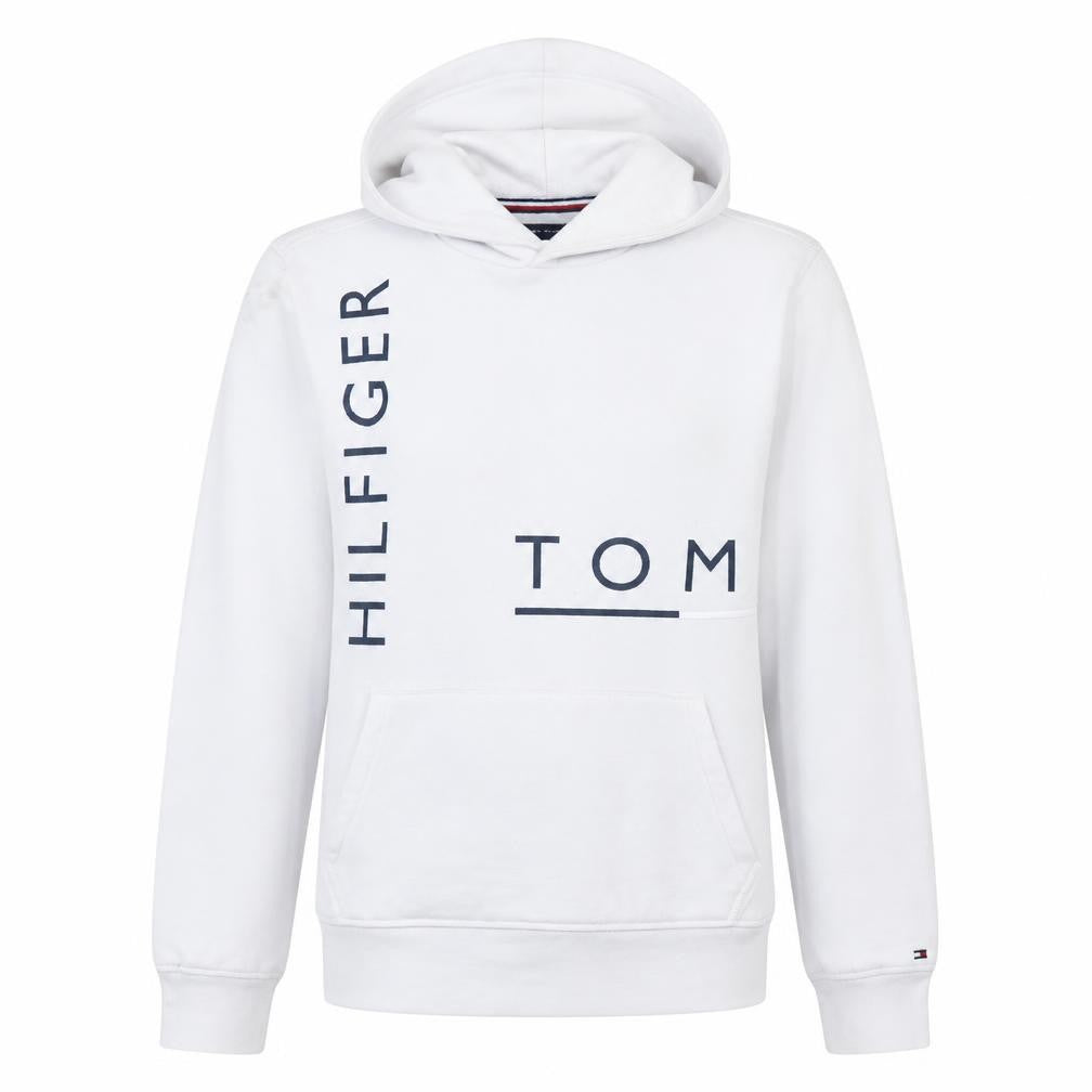 Tommy Hilfiger Men’s White Logo Pullover Hoodie XS
