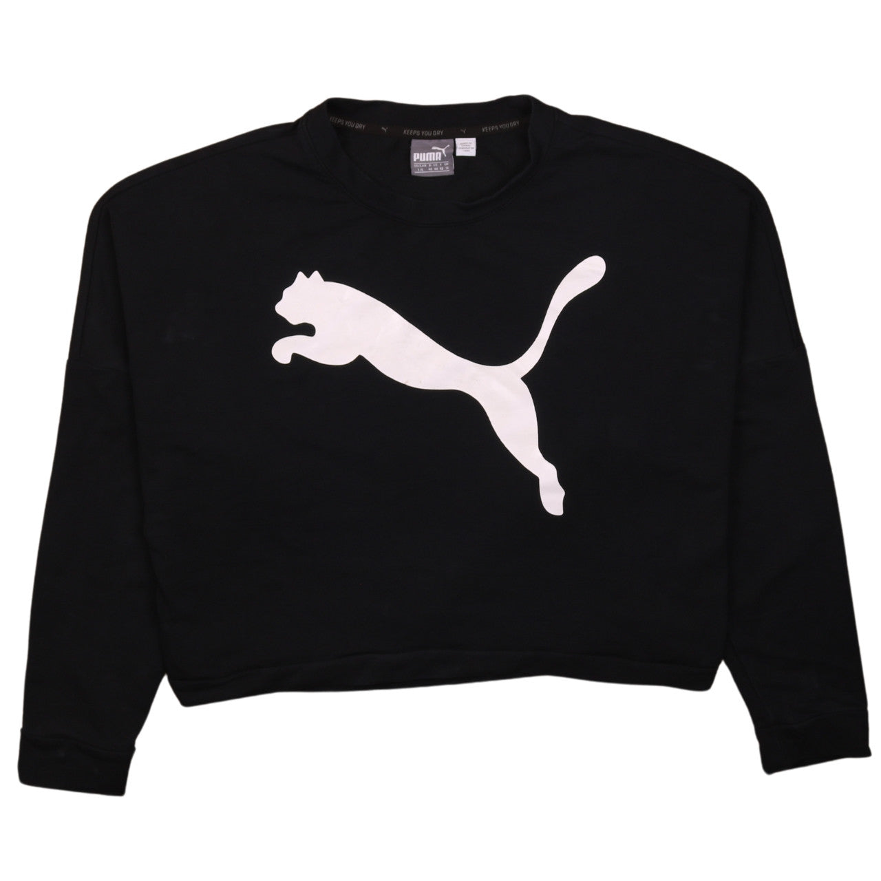 Puma Womens Black Crew Neck Pullover Sweatshirt Size 14