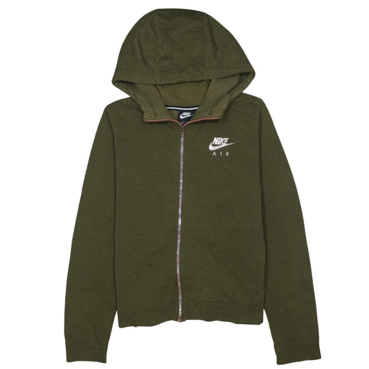 Nike Air Women Khaki Green Full Zip Hoodie Medium Cotton Blend