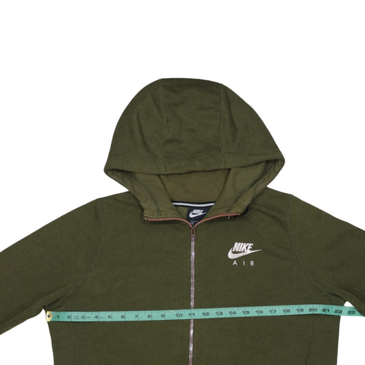Nike Air Women Khaki Green Full Zip Hoodie Medium Cotton Blend