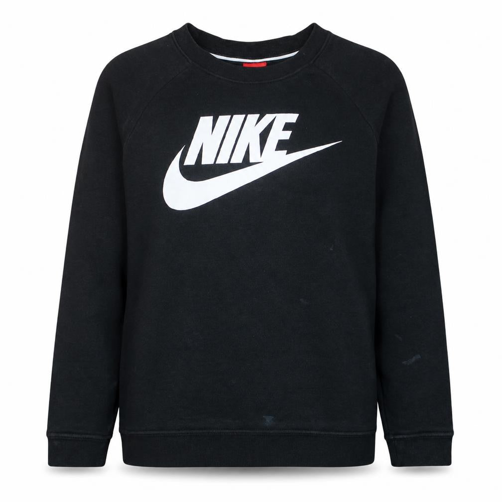 Nike Womens Black L Sweatshirt Crew Neck Pullover Logo Cotton Blend