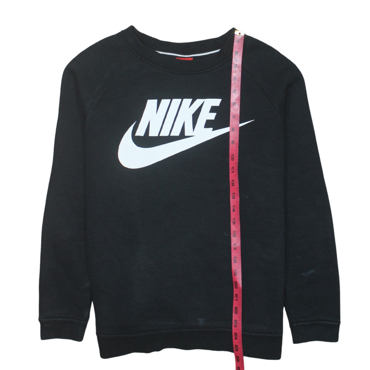 Nike Womens Black L Sweatshirt Crew Neck Pullover Logo Cotton Blend