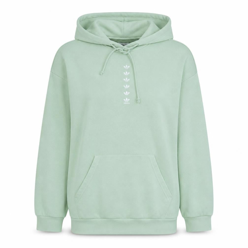 Adidas Women's Green Pullover Hoodie Size 14 Cotton Blend Logo Sweatshirt