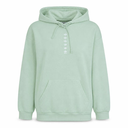 Adidas Women's Green Pullover Hoodie Size 14 Cotton Blend Logo Sweatshirt