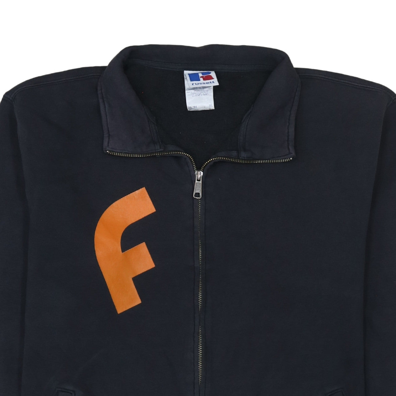 Russell Men’s Black Full Zip Sweatshirt XL Graphic Print Fleece