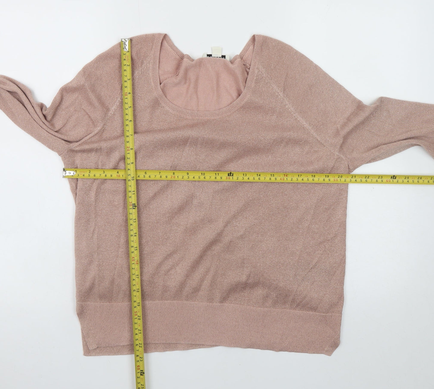 Whistles Womens Pink Metallic Scoop Neck Pullover Jumper M