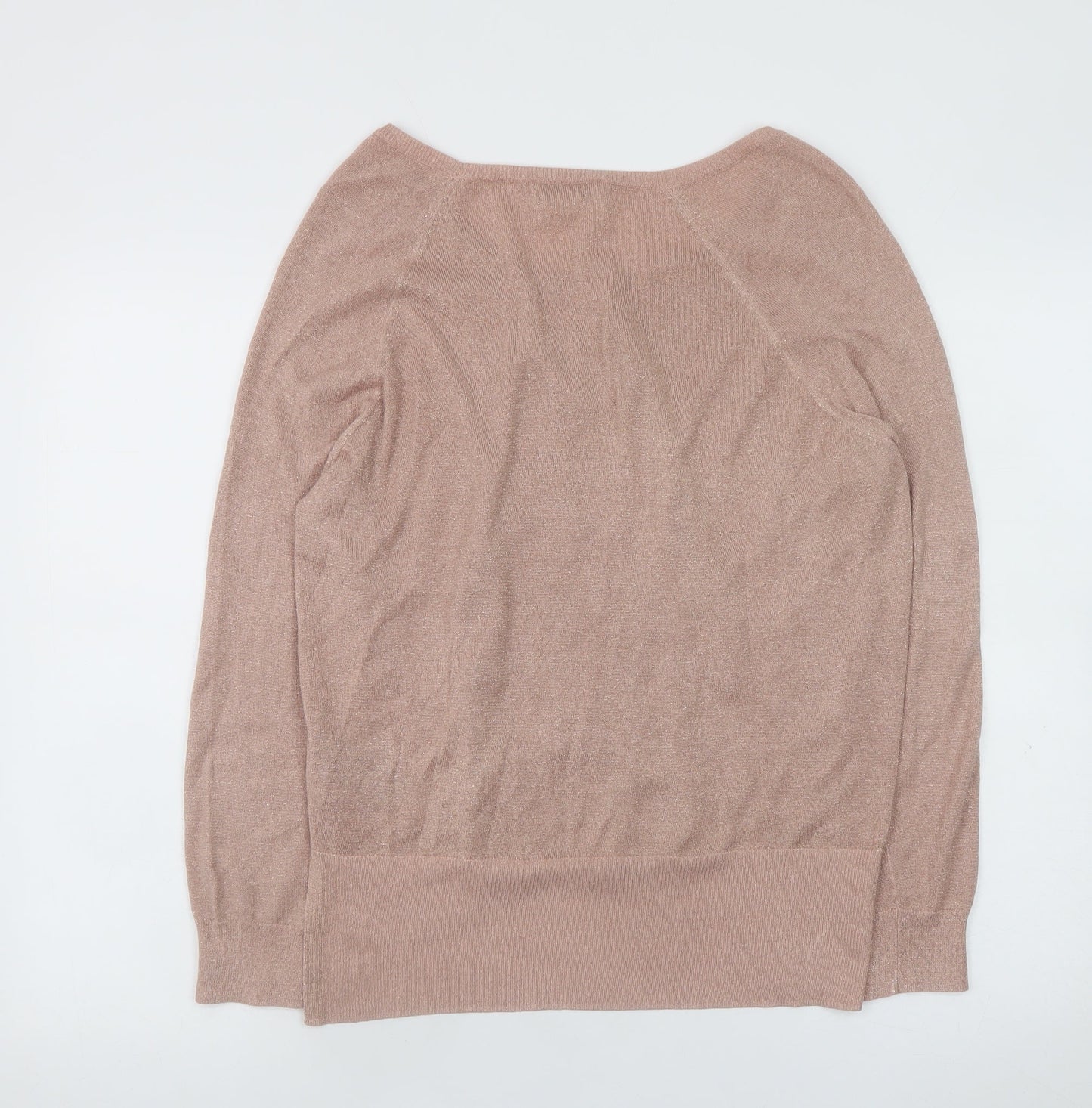 Whistles Womens Pink Metallic Scoop Neck Pullover Jumper M