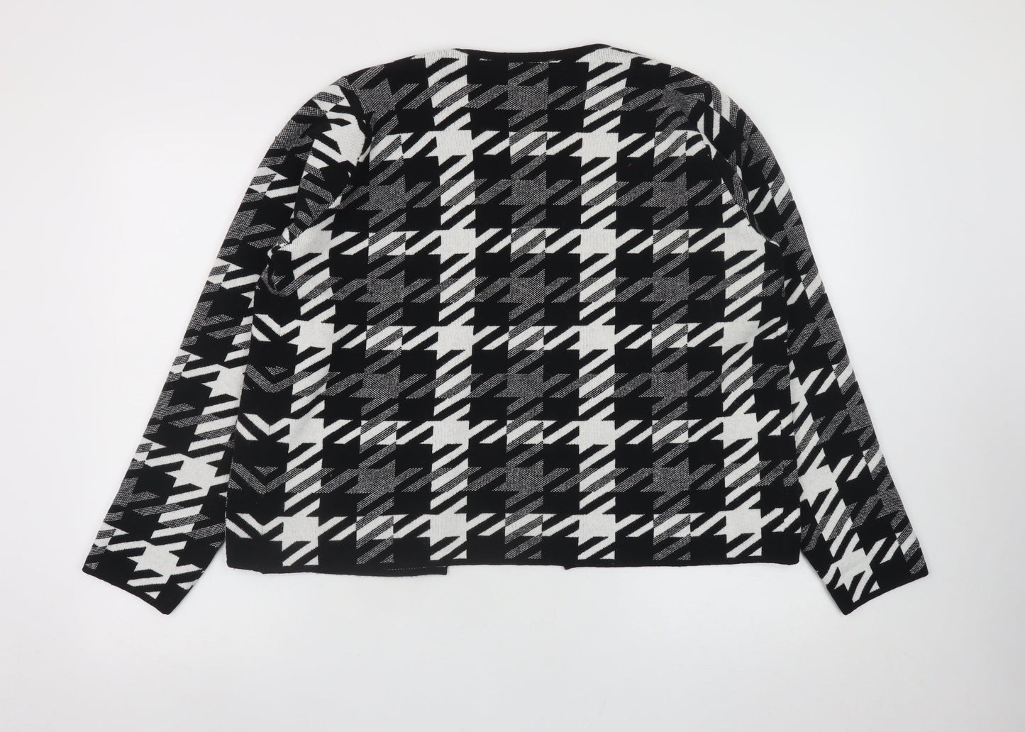 Anna Rose Women's Black White Houndstooth Knit Jacket XL