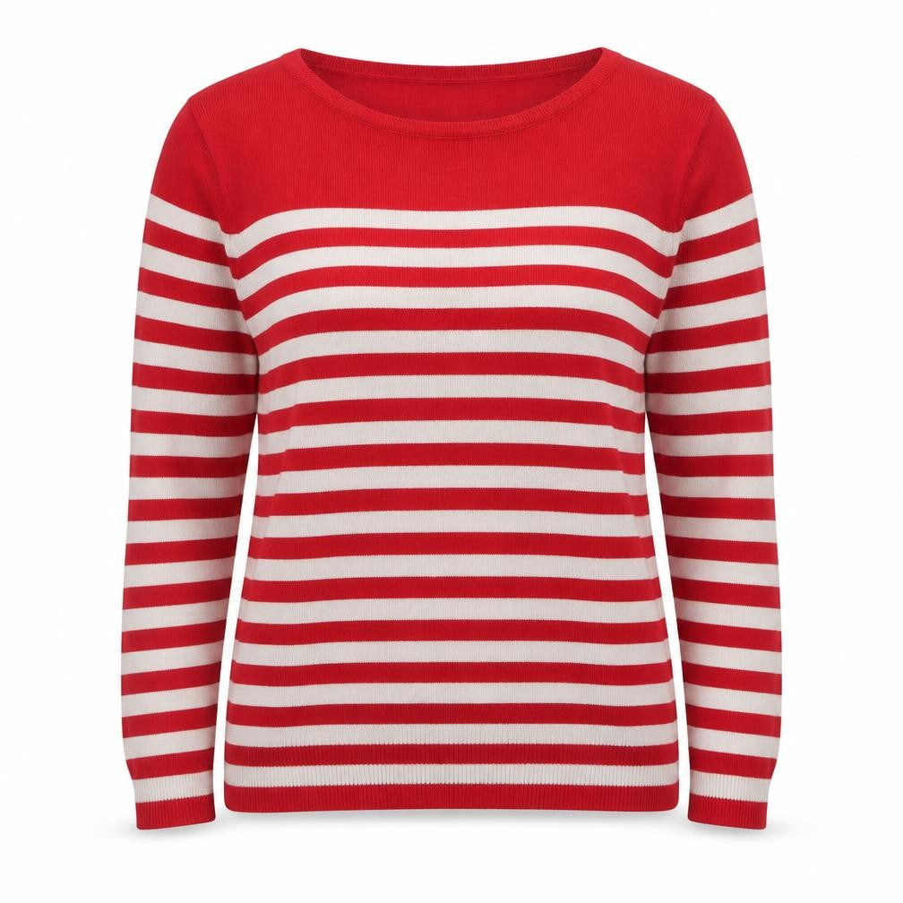Marks and Spencer Womens Red Striped Acrylic Jumper Size 8