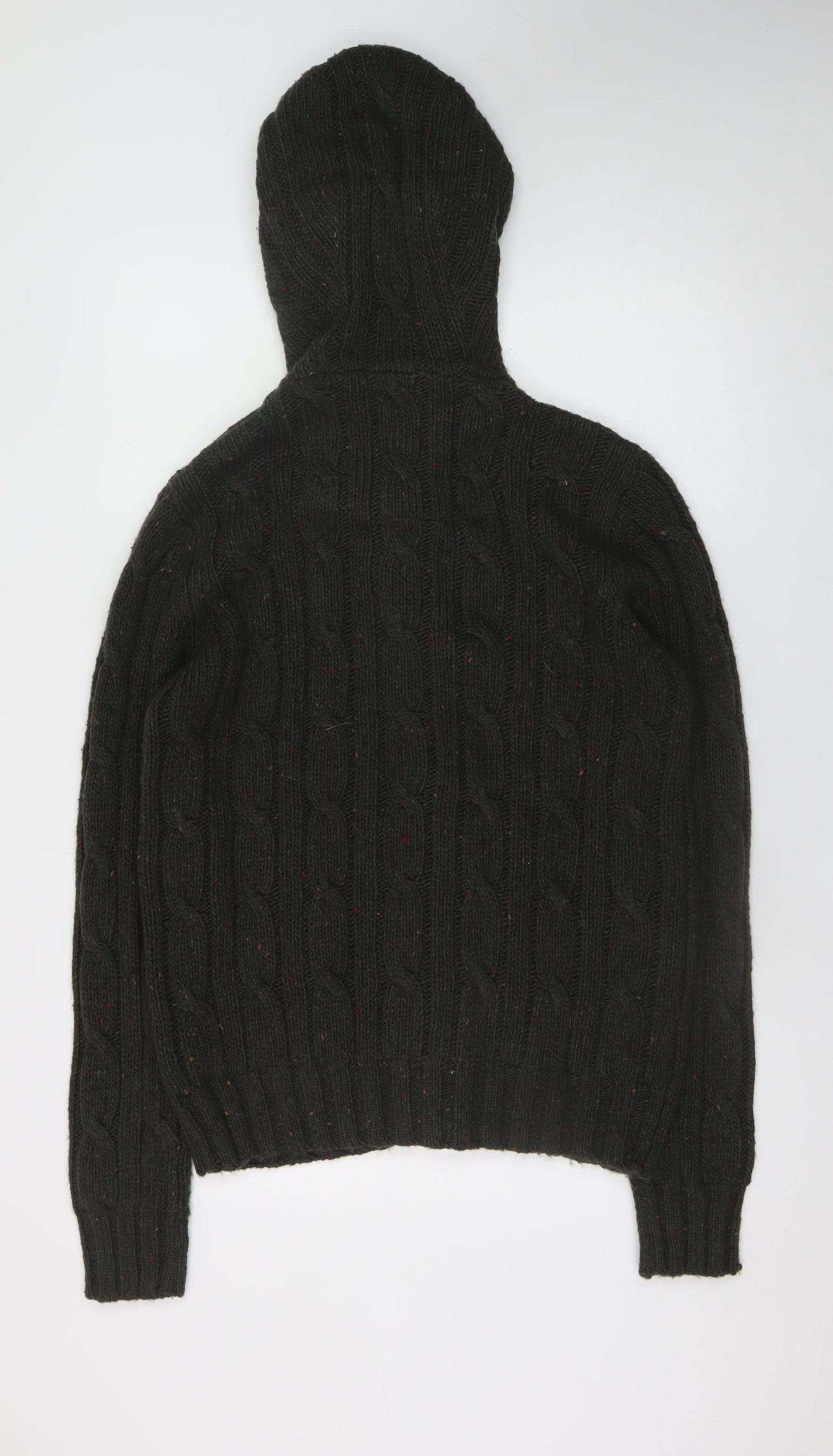 Cedar Wood State Mens Green Cable Knit Hooded Cardigan M