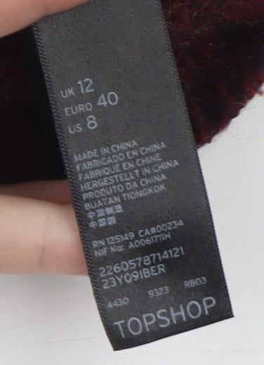 Topshop Women’s Red Mohair Blend Crew Neck Pullover Jumper UK 12