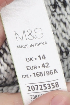 Marks and Spencer Women Grey Jewel Knit Acrylic Wool Jumper Size 14