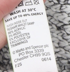 Marks and Spencer Women Grey Jewel Knit Acrylic Wool Jumper Size 14