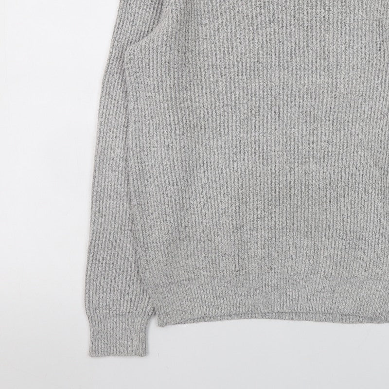 Additional view of Marks and Spencer Men's Grey Chunky Knit Crew Neck Jumper, size S