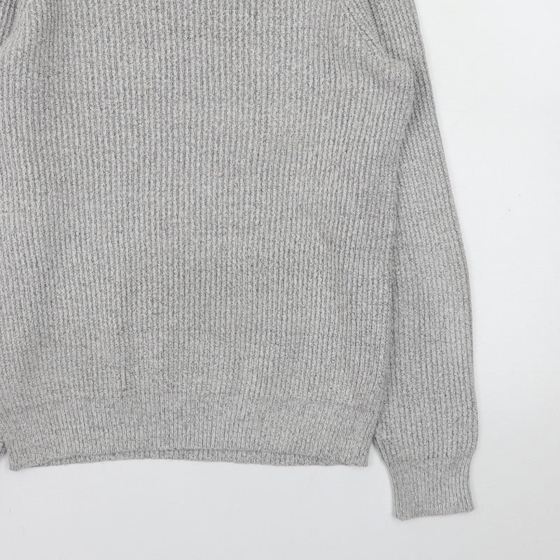 Additional view of Marks and Spencer Men's Grey Chunky Knit Crew Neck Jumper, size S