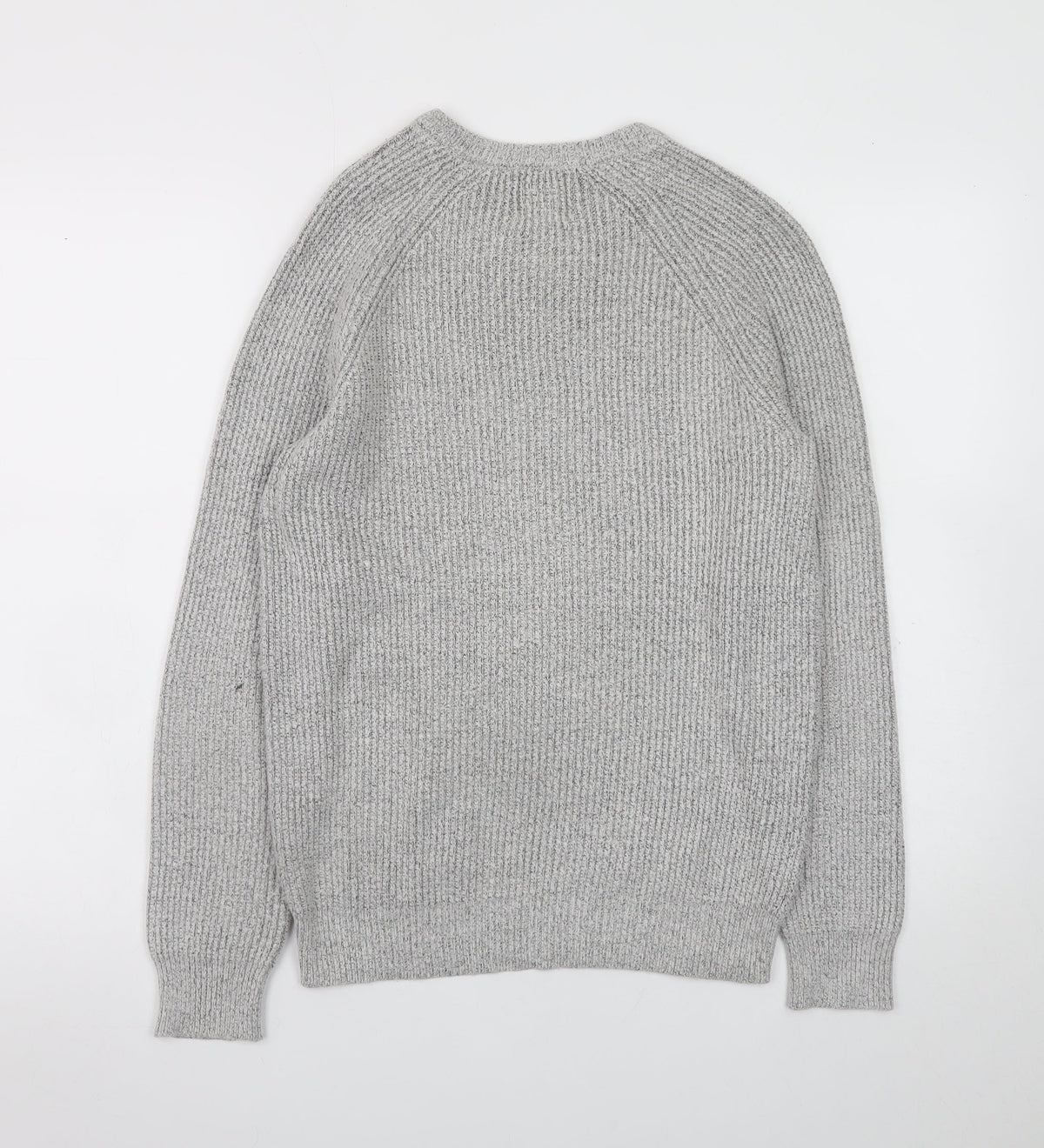 Brand and care label for Marks and Spencer Men's Grey Chunky Knit Crew Neck Jumper, size S
