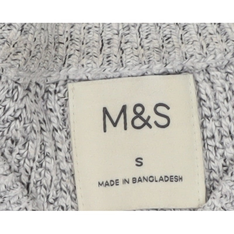 Additional view of Marks and Spencer Men's Grey Chunky Knit Crew Neck Jumper, size S