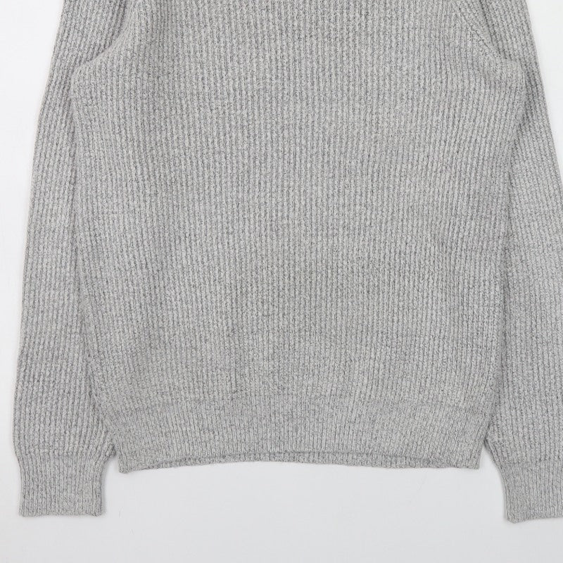 Additional view of Marks and Spencer Men's Grey Chunky Knit Crew Neck Jumper, size S